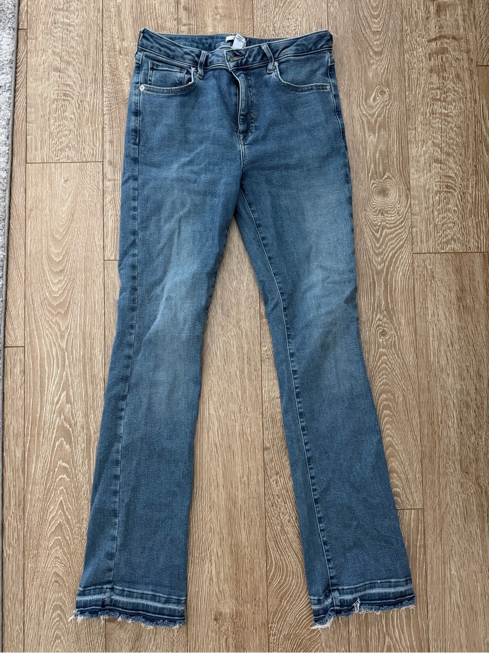 Forever 21 Blue Boot Cut Jeans with Raw Hem